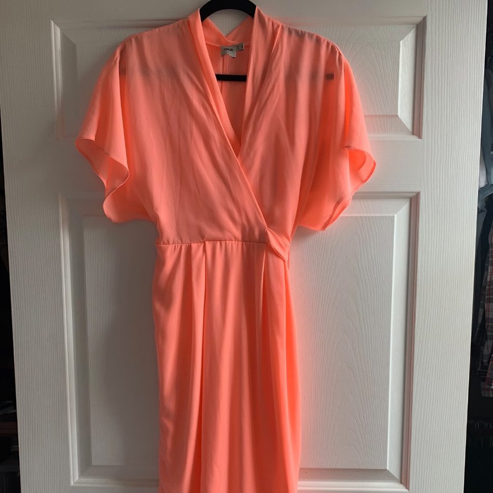 ASOS Coral Dolman Sleeve Wrap Tie V-neck Dress